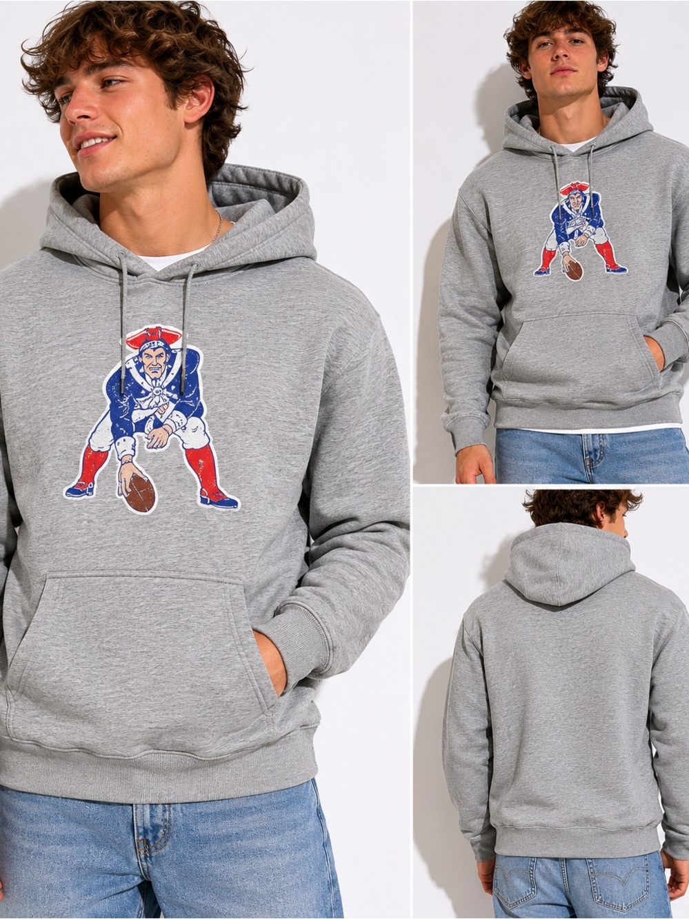 Nike New England Patriots Throwback Logo Pullover Hoodie Gray Men’s 
Size Medium